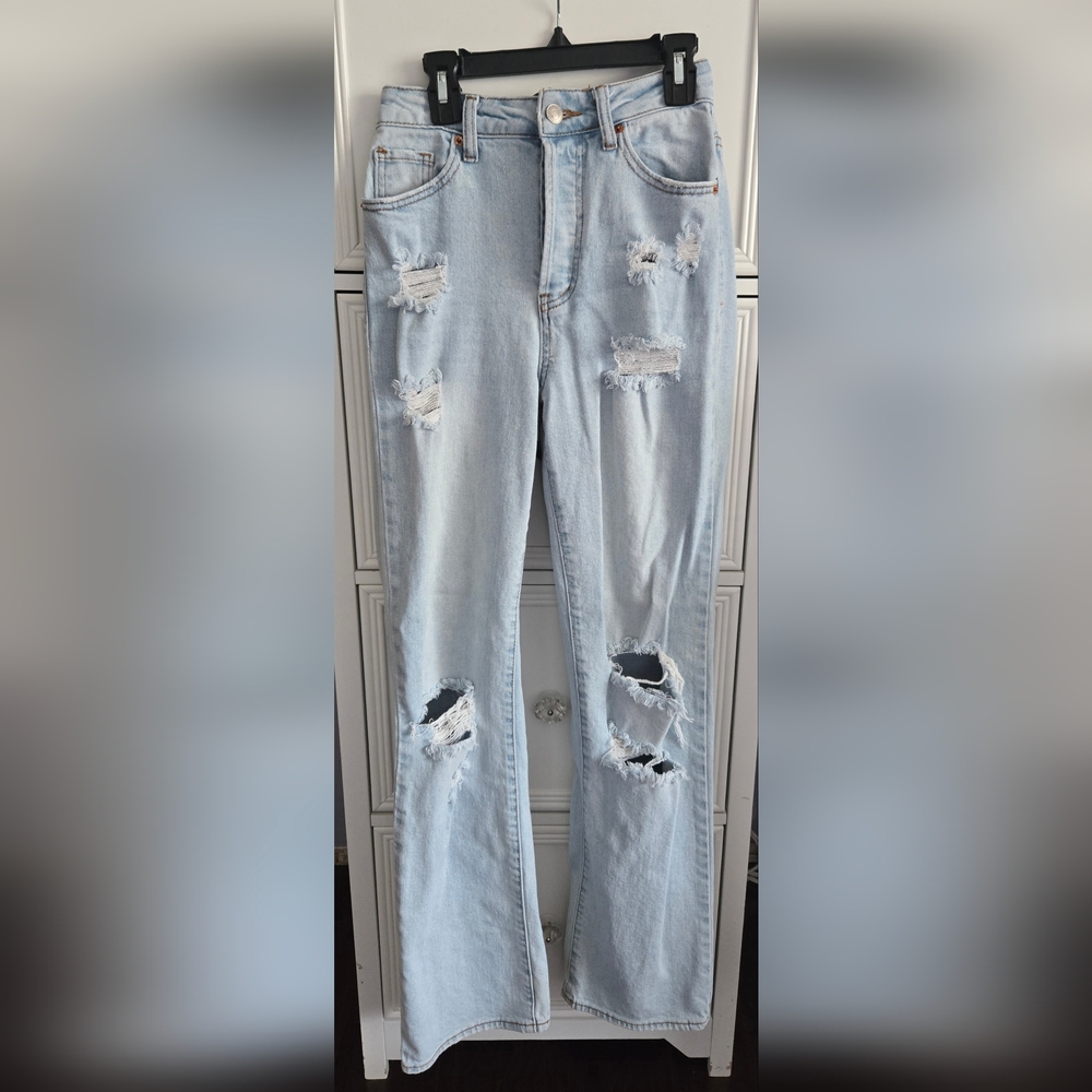 S.O.N.G Distressed Light Blue 90s Boyfriend Jeans Size 0/24